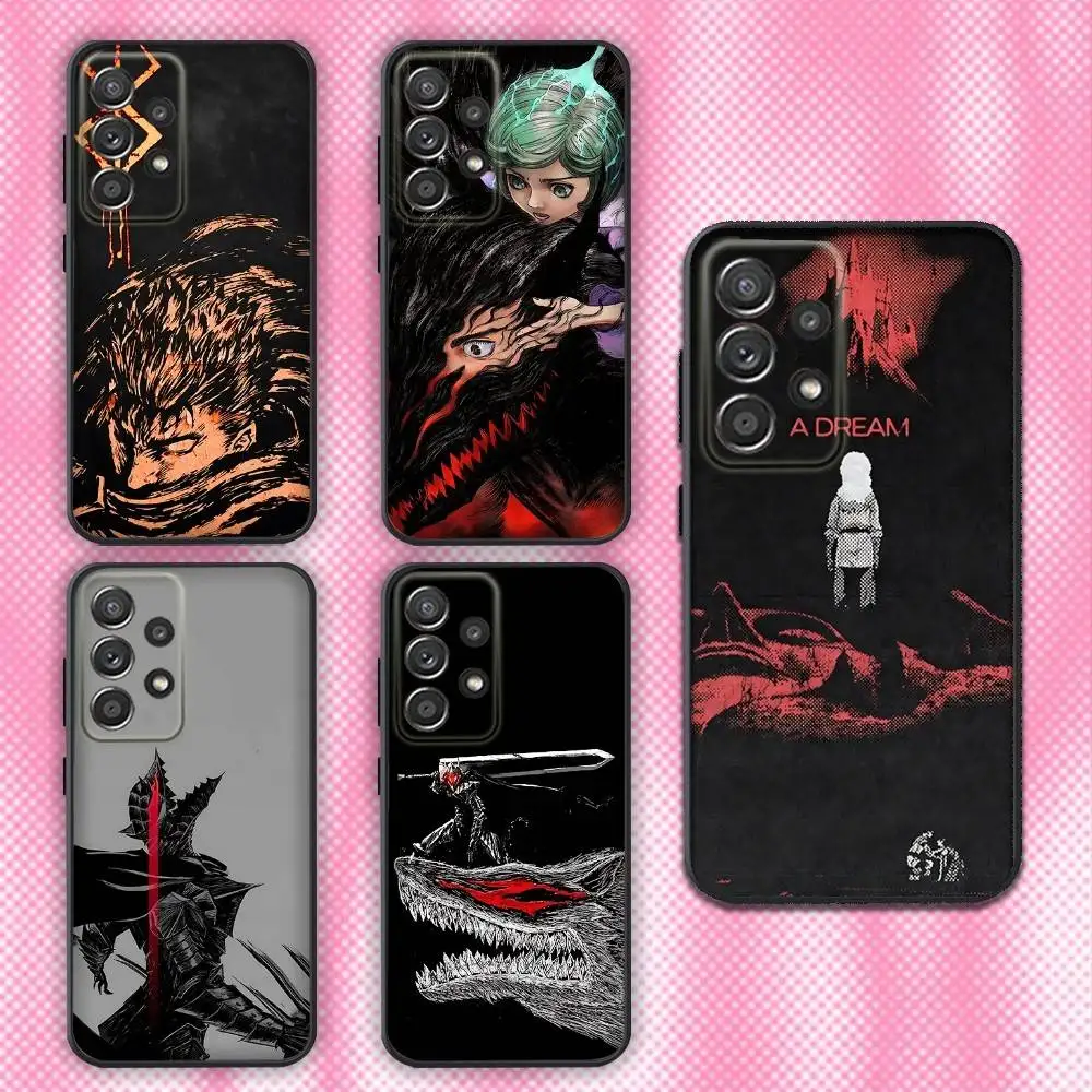 

B-Berserk Anime Guts Phone Case For Samsung Galaxy A73,31,32,72,41,53,52,71,22,5G,Note,J7,8,9 Soft Black Cover