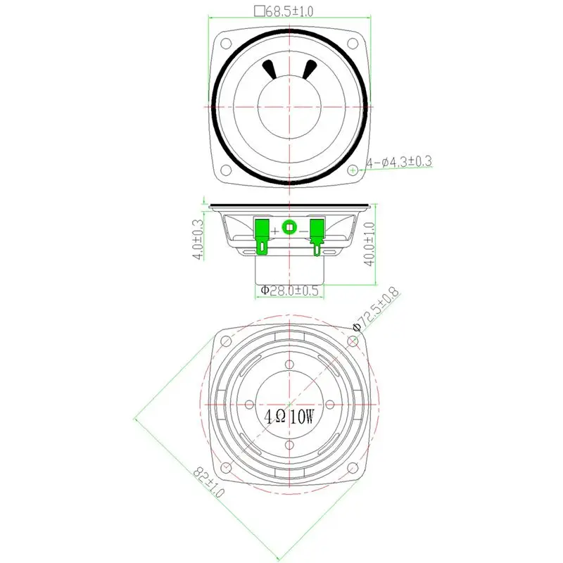 ABGN 4Ω 10W Audio Speaker 66mm 2.5 Inch Multimedia Loudspeaker DIY Sound Speaker with Fixing Hole for Home Theater