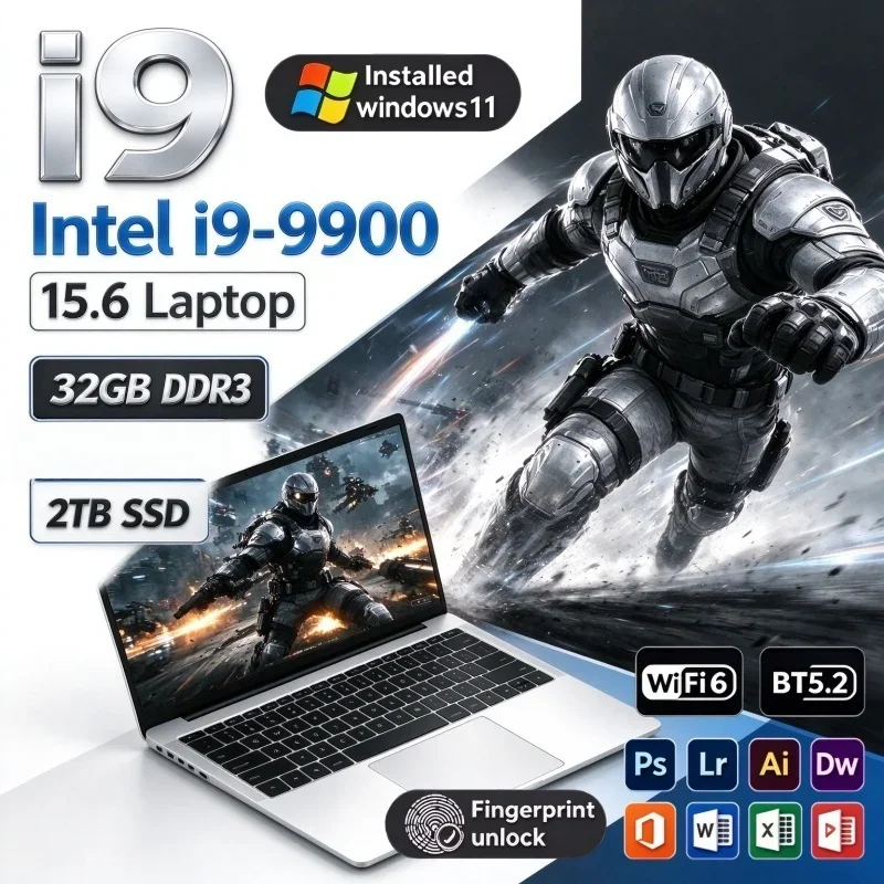 2026 New Arrival Hot 15.6'' Crystal Display Laptop Intel i9-9900 120Hz FHD IPS 16/32GB RAM 2TB SSD Win11 Notebook