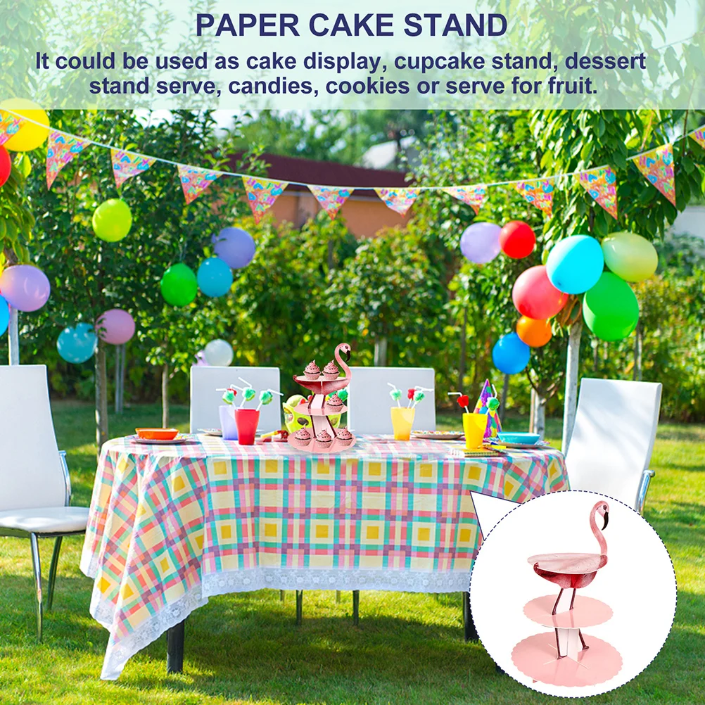 

2 pcs Flamingo 3-Layer Paper Cupcake Stand Cupcake Display Holder For Wedding Birthday Party Large Capacity Dessert Serving