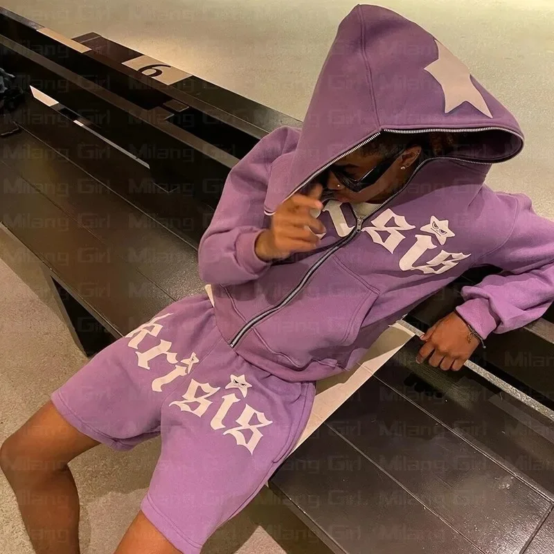 Oversized Hoodie Zip Hoodie Stars Print goth Punk Sweatshirt Men\'s hoodies Sport Coat Pullover Gothic Long Sleeve Y2k jacket emo
