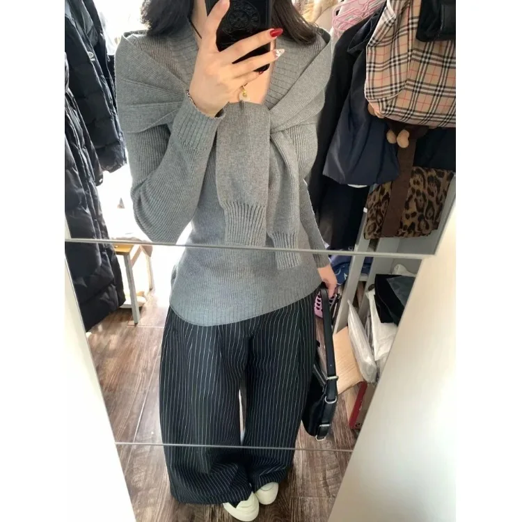 

Ay V-Ne вязаный базовый слой для женщин осень-зима новый Sle корейская система для похудения длинный све топ для поездок на работу мода