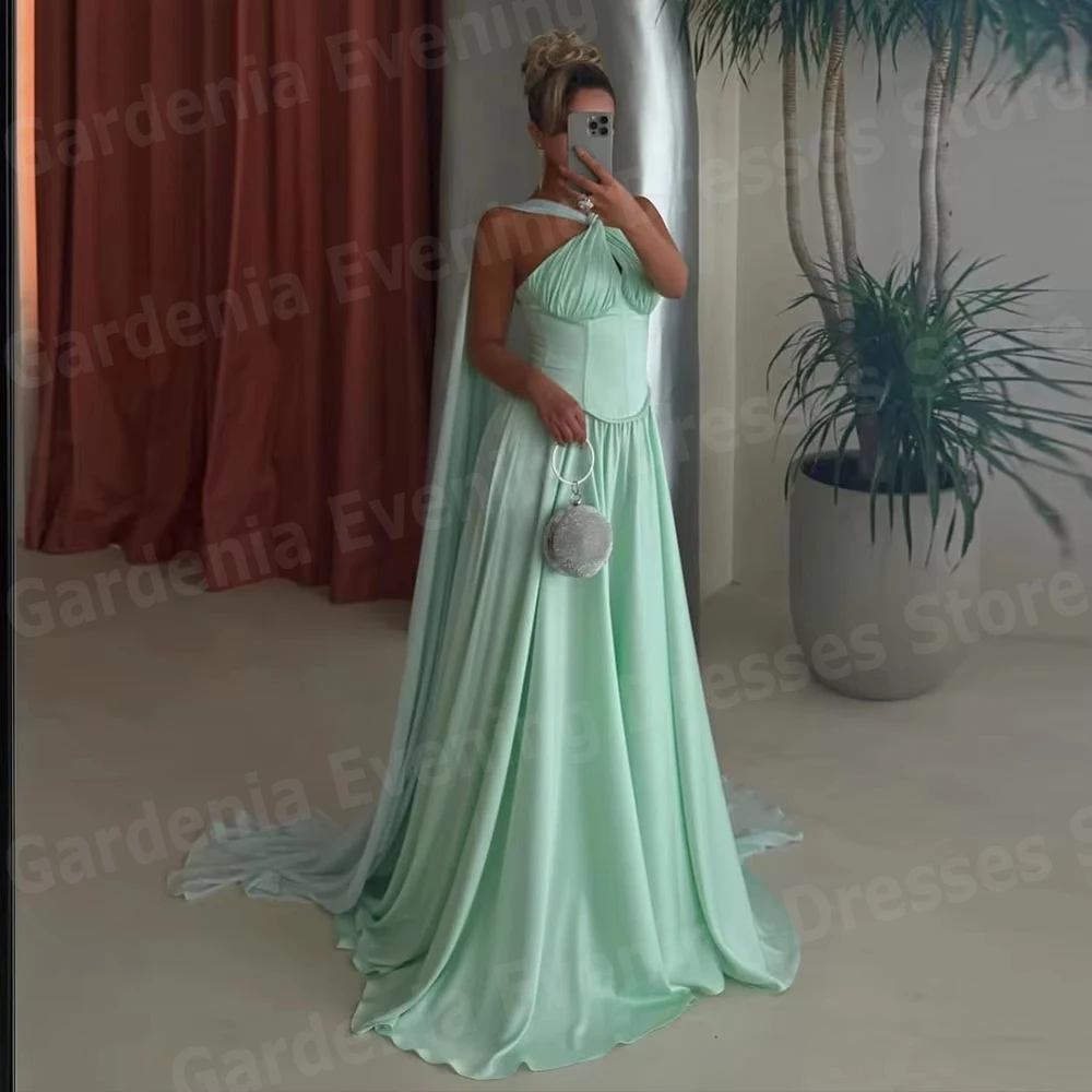 

Graceful Sexy A Line Women's Evening Dresses Sleeveless Prom Gowns Vestidos Para Mujer Customized Formal Party Robe De Soirée