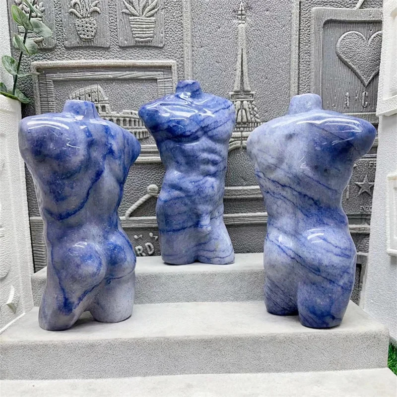 18CM Natural Blue Aventurine Lady Model Body Healing Crystal Modern Statue Naked Art Stone Gemstone Collectible Gift 1pcs