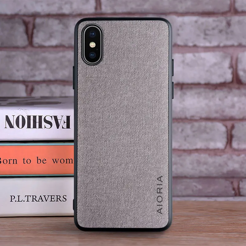 Case for iphone XR X XS MAX coque Luxury textile Leather skin soft TPU hard PC phone cover for iphone xr x xs max case funda