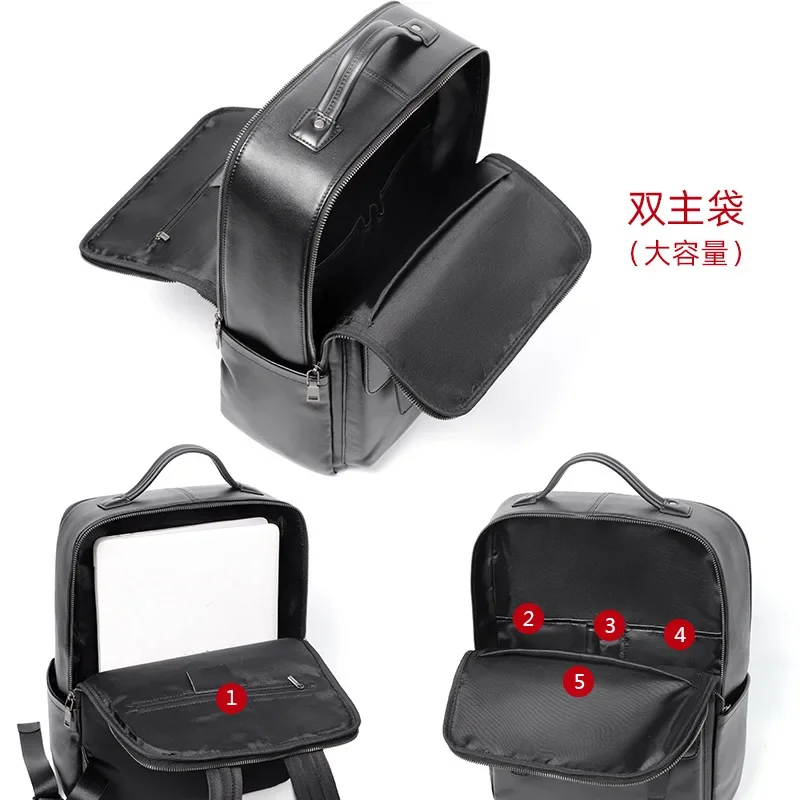 Ransel Pria Kulit Asli Kulit Sapi Alami Merek Baru 2025 Tas Shoolbag Kapasitas Besar Mode Tas Komputer Ransel Laptop Anak Laki-laki