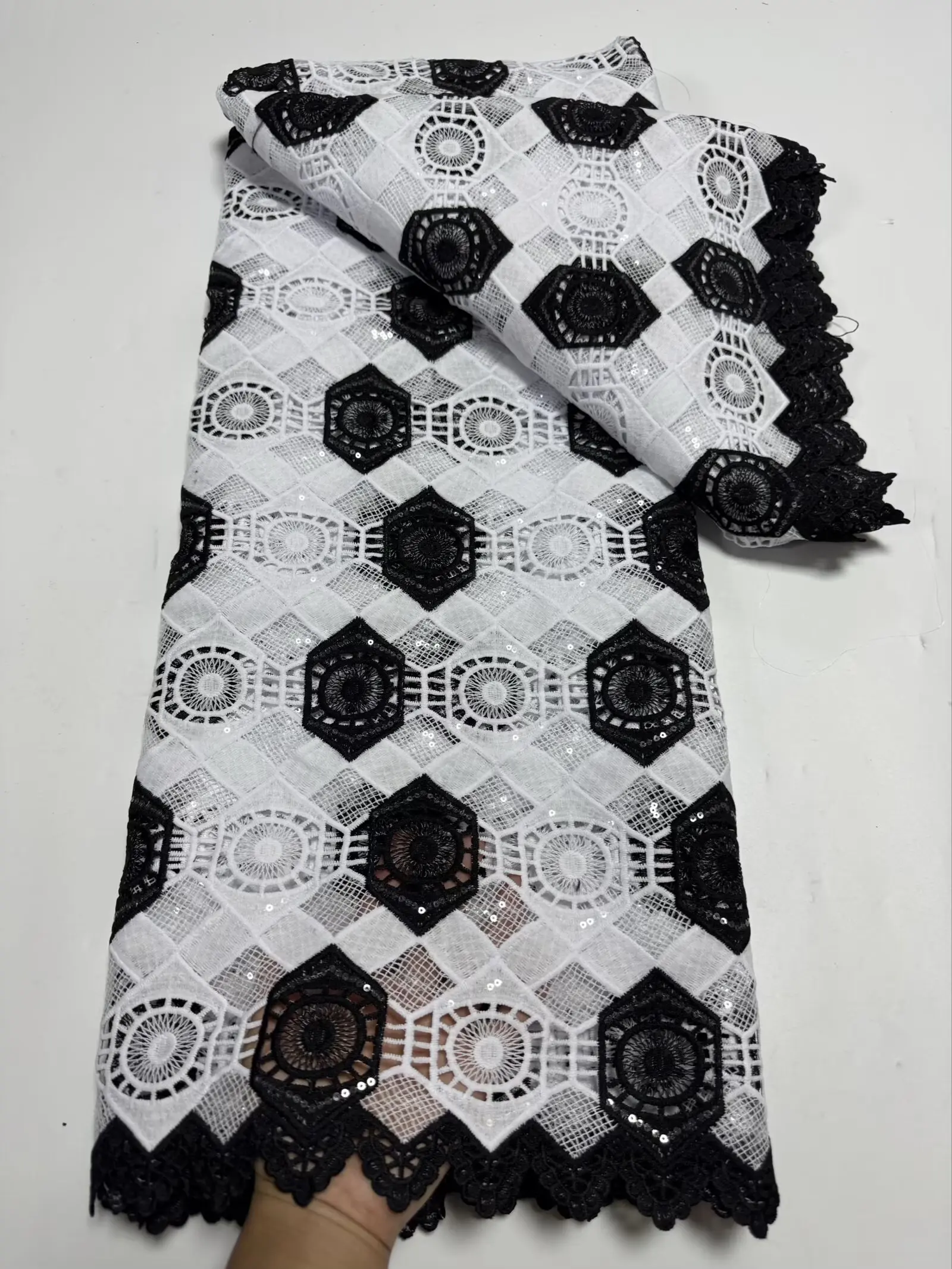 

Гипюровая ткань, высокое качество, 2022, африканская, нигерийская гипюровая вышивка, молочная кружевная ткань, вечернее платье, свадебное платье с блестками