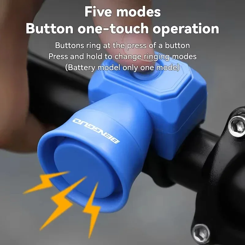 

5 Mode Bike Electric Bell Horn Cycling USB Charging Motorcycle Ring Antitheft Waterproof Alarm Mountain Road Bicycle Accessories