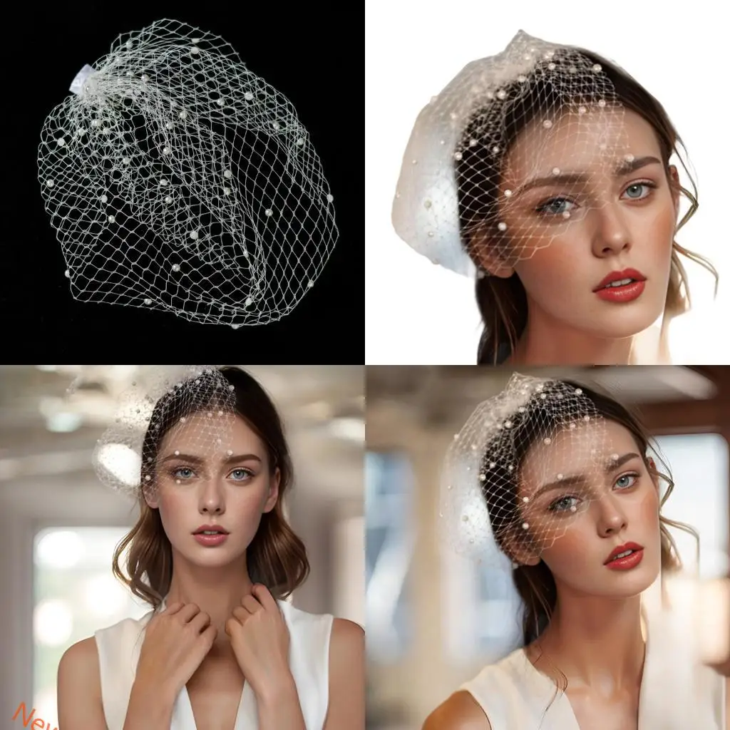 

Stylish Bridal Veil With Delicate Imitation Pearls Detail Polyester Hair Decors LXAD