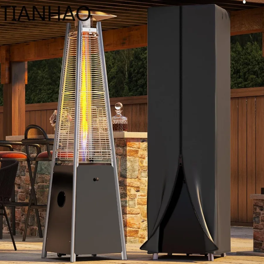 Btu Outdoor Pyramid Patio Heater with Quartz Glass Tube Propane Heating for Patio Backyard Garden Use Includes Protectiv
