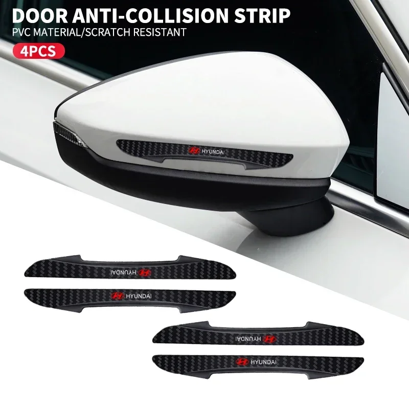 4pcs Car Logo Door Anti-Collision Protective Strip Sticker For Hyundai Tucson IX35 I30 I20 Kona Coupe Veloster I40 Getz