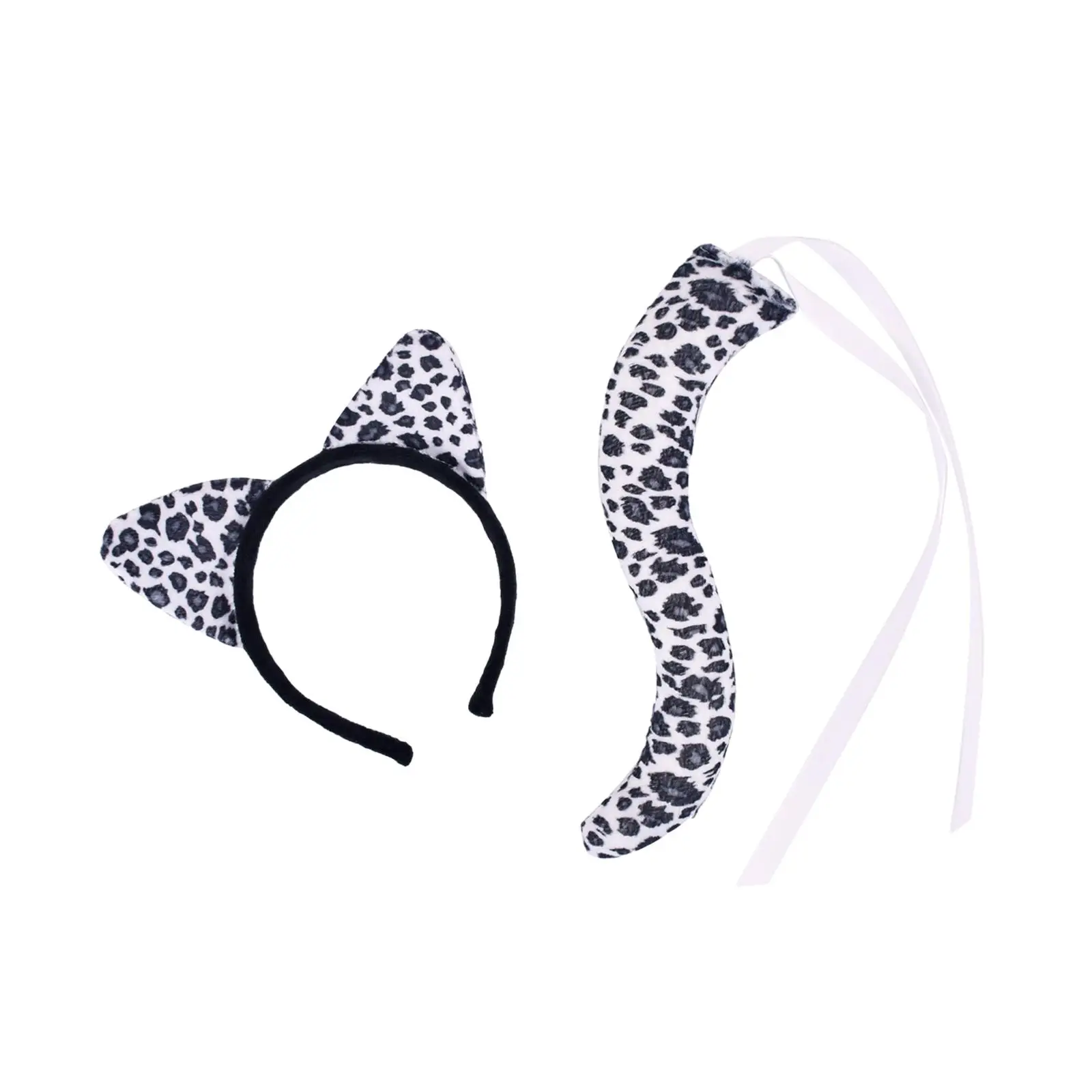 Panther Ears and Long Tail Set Costume Props for Party Halloween Masquerade