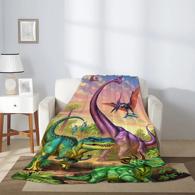 3d Cartoon Dinosaur Nap Blanket Sofa Winter Jurassic Park Movie Fluffy Soft Blankets & Throws Microfiber Bedding Knee Warm Thick