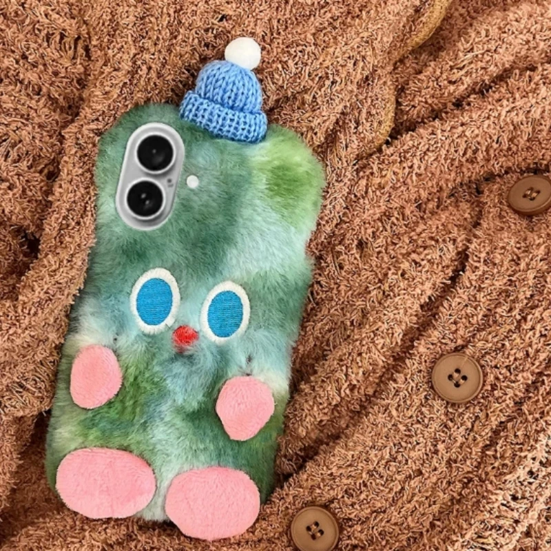 Cute Monster Hat Phone Case with Crossbody Strap for iPhone 11-16 Pro Max Huawei Android, Soft Silicone Shockproof Cover