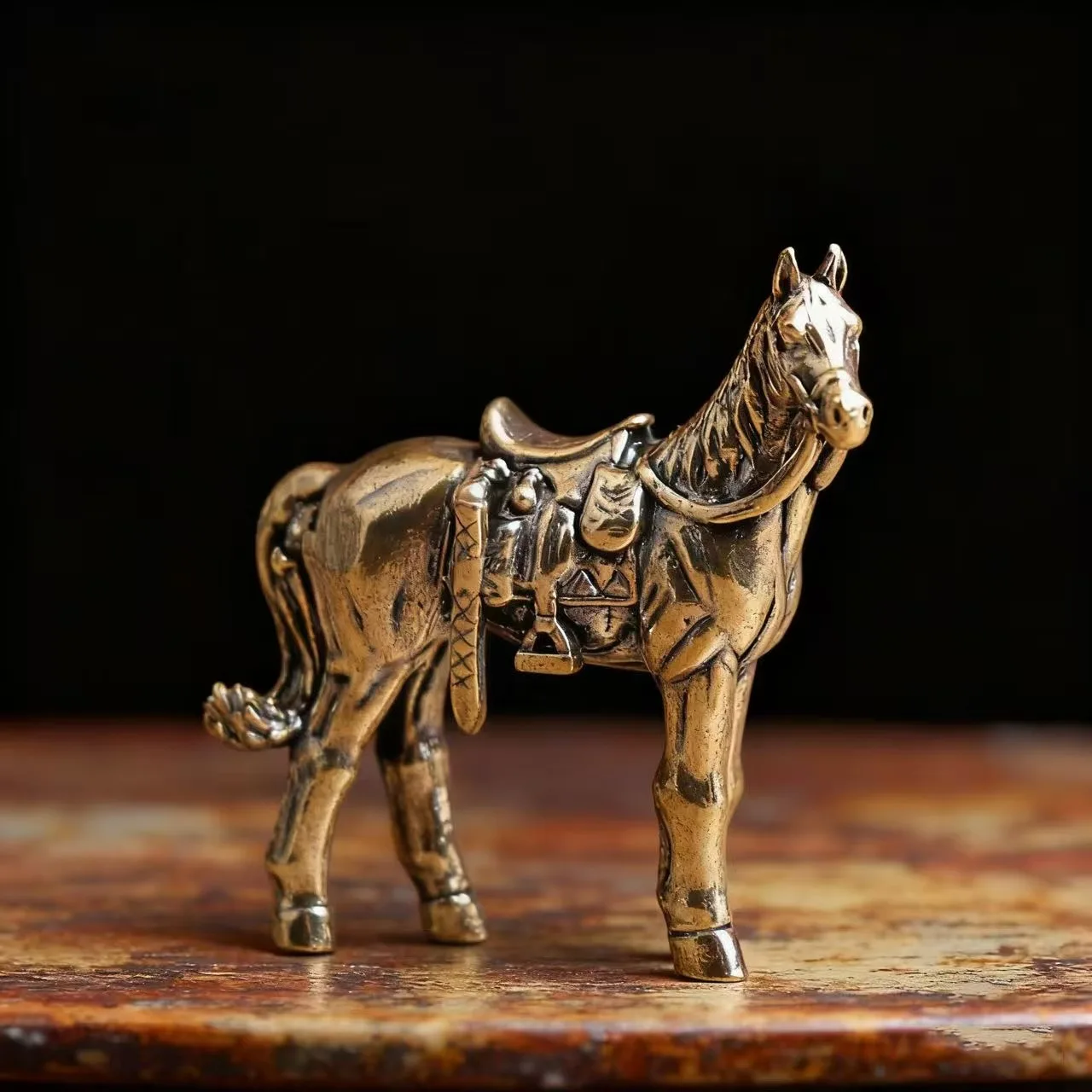 

Vintage Brass Horse Figurine, Bookshelf Desktop Decoration, Christmas Gift, Retro Style Ornament, Home Decor Accessory