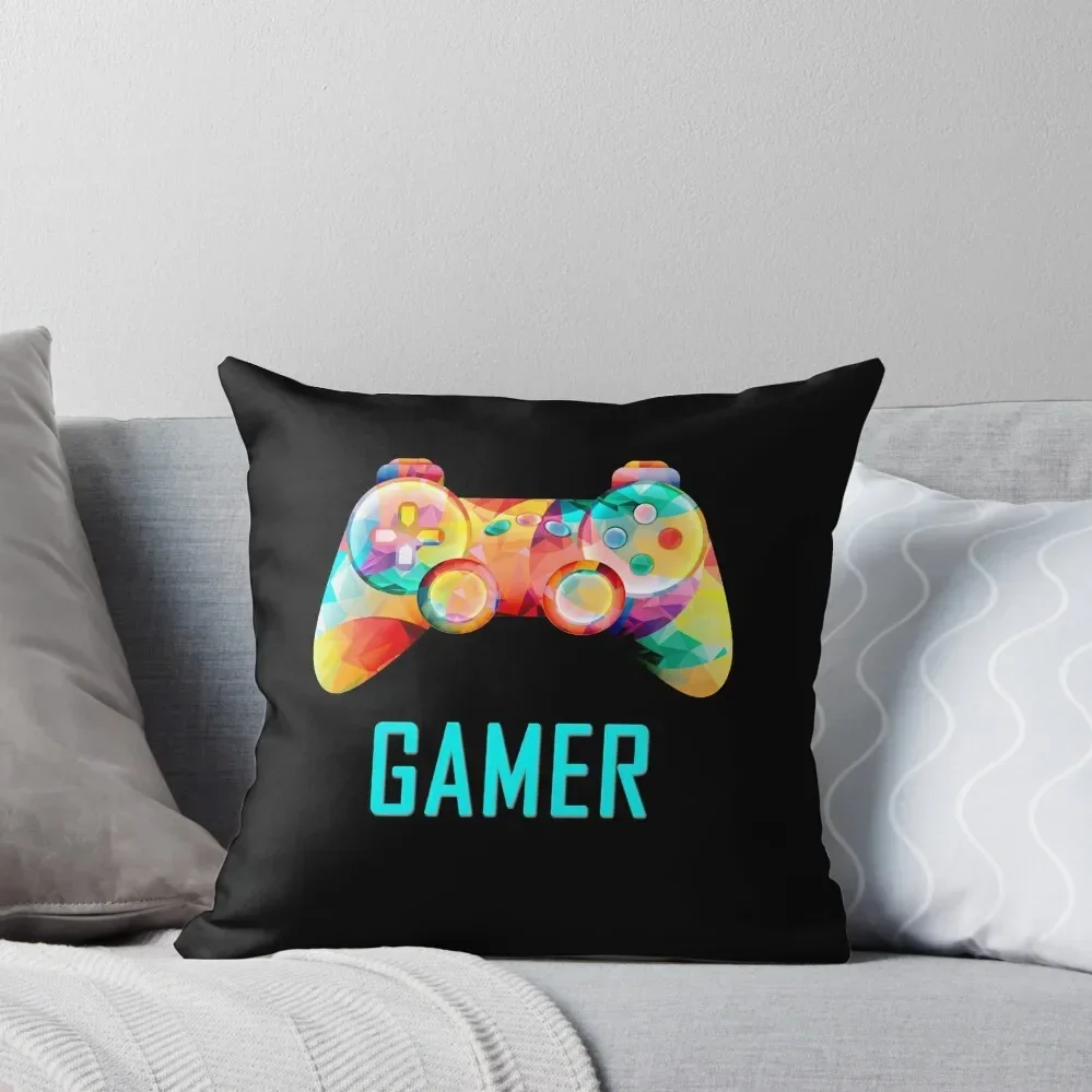 Funny Gamer Girl Boy Gift Video Game Lovers Outfit Game Controller Drawing Throw Pillow Covers For Sofas Christmas Covers pillow