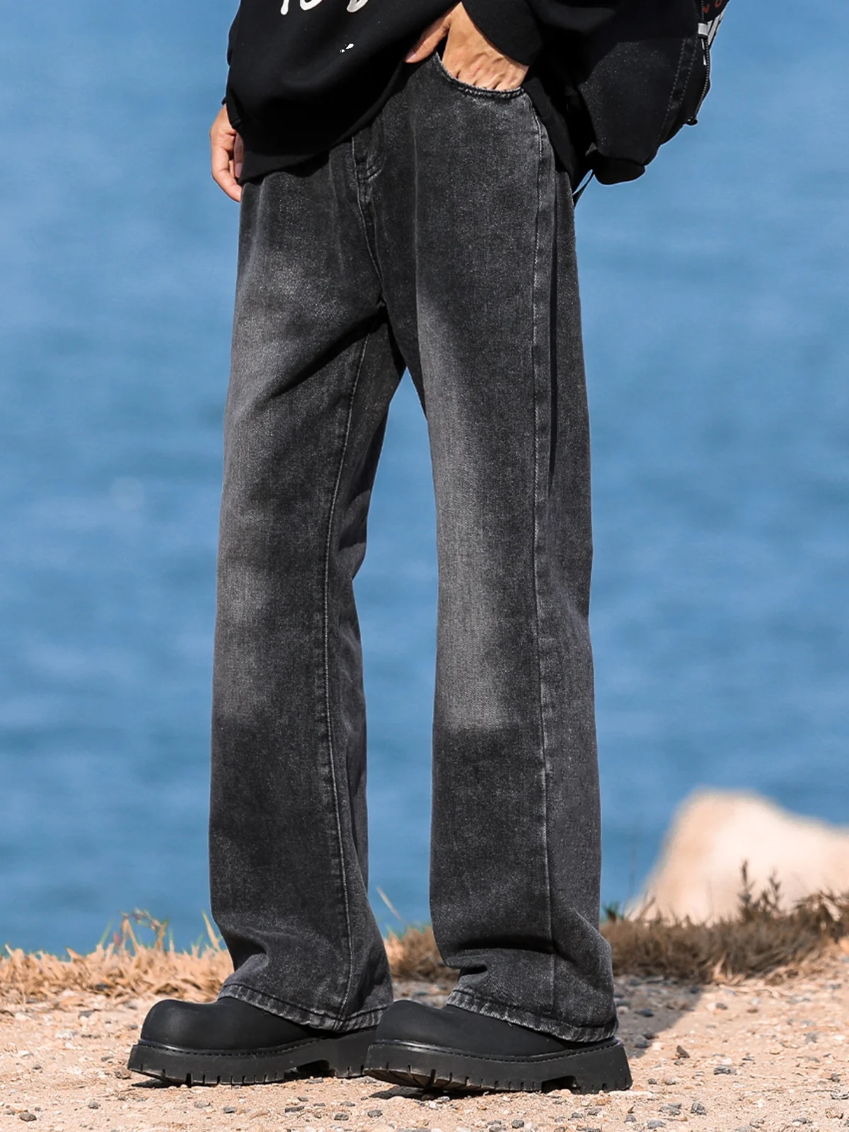 

Мужские джинсы в американском ретро-стиле, модные прямые широкие брюки для повседневной носки, износостойкие, молодежные, длинные.