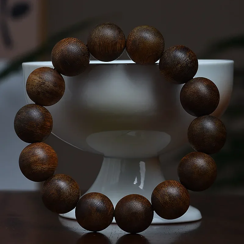 Full Submerged Water Vietnam Nha Zhuang White Chess Nan Agarwood Chunhua Wooden Prayer Beads Bracelets Crafts Men and Women