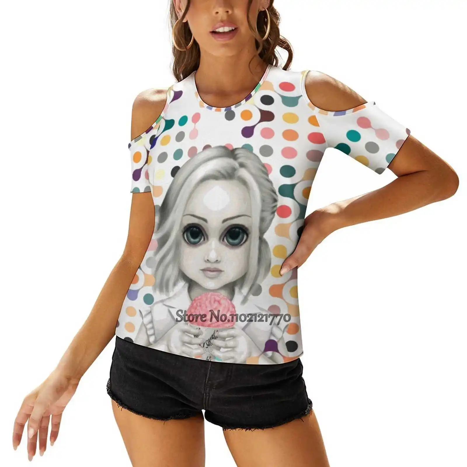 Live More ( Bitty Baddies ) Sexy T-Shirt Casual Tops Pullover Ladies Top Back Lacing T Shirts Liv Live More Zombie Zombies