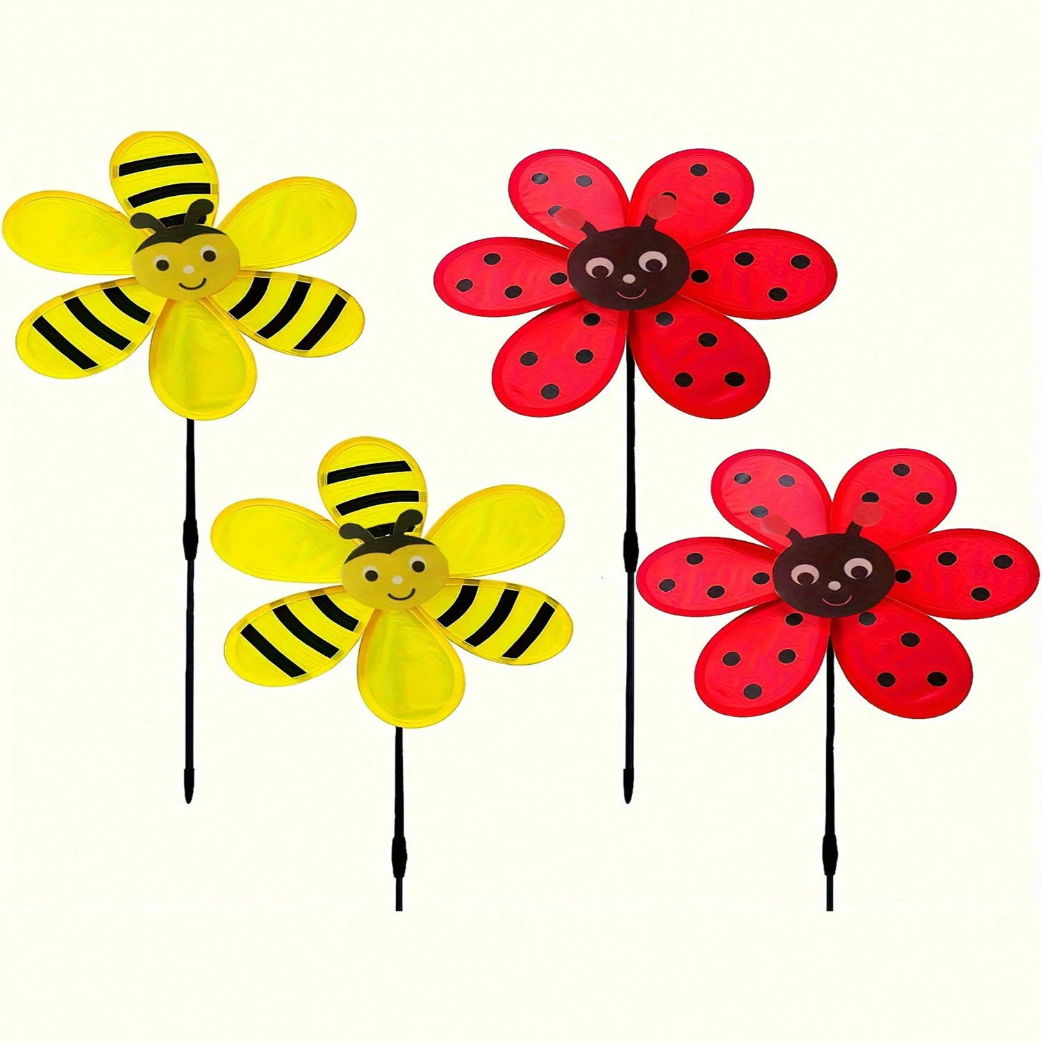 1pc/2pcs-Garden Pinwheels Whirligigs Ladybug Bee Windmill Wind Spinner Pinwheel for The Yard Garden Lawn Patio Outdoor Decor