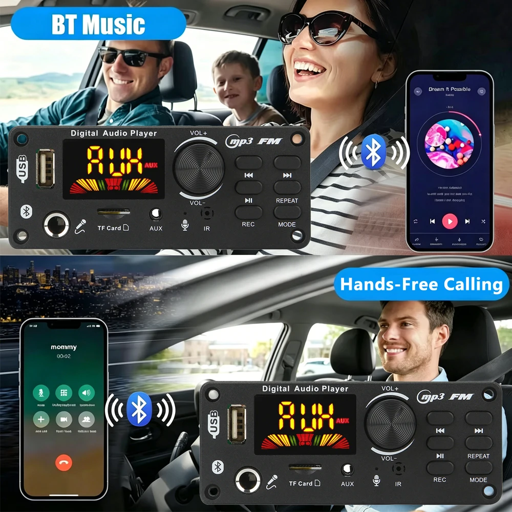 Płytka dekodera MP3 Bluetooth KEBIDU 80W, wzmacniacz, moduł muzyczny DIY do domowego odtwarzacza MP3, radia samochodowego FM, USB, mikrofon, nagrywanie rozmów, do głośnika — zdjęcie produktu 2