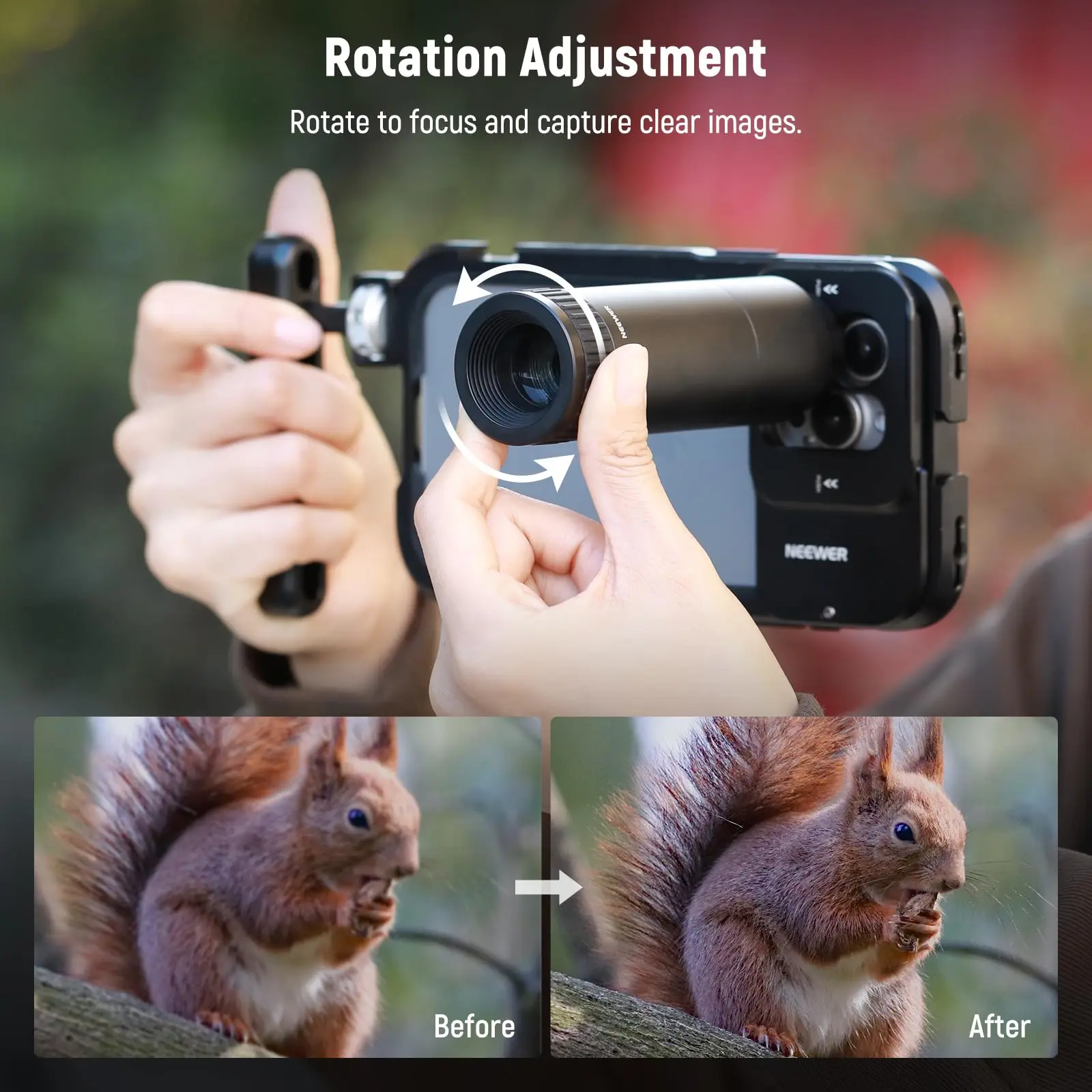 NEEWER HD Telephoto Lens for 17mm Thread Backplate Compatible with SmallRig NEEWER iPhone Samsung Cage with 17mm Lens Adapter