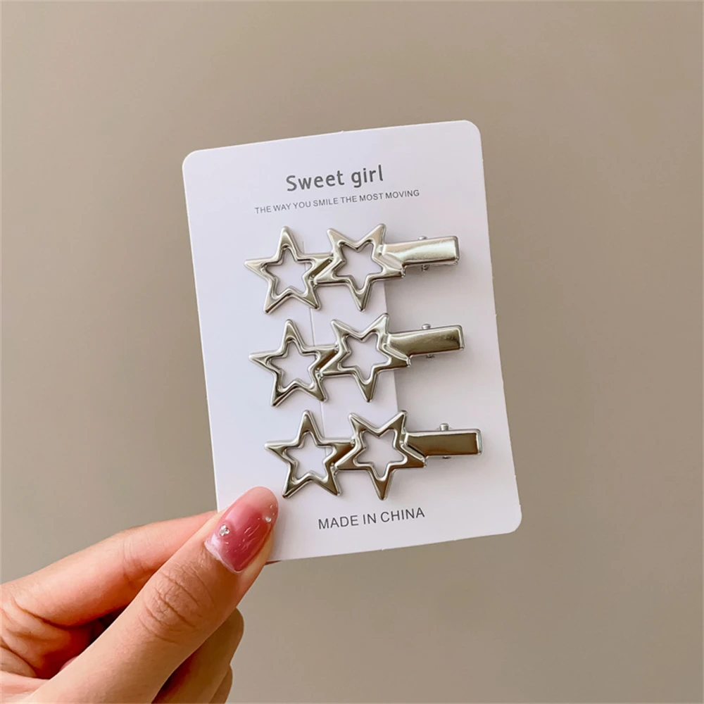 3/6/9/12Pcs Girl Y2k Hair pins Silver Metal Duckbill Clip Women Hair Clips Side Bangs Female Ladies Barrettes Hair Accessories