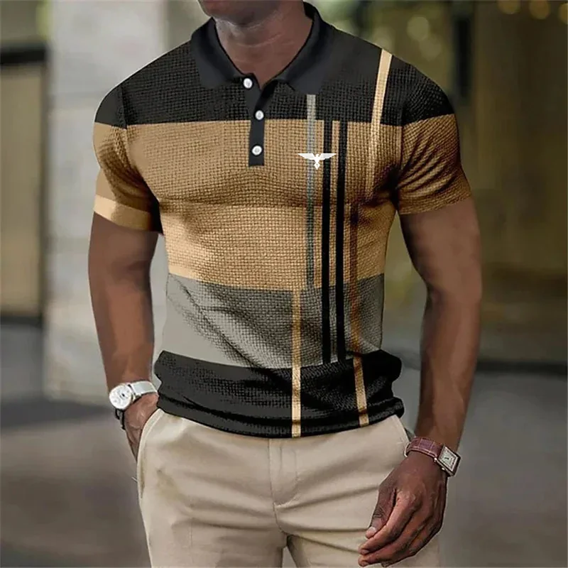 Summer Men 3D Print Short Sleeve Lapel Tops Polo Shirt Men's Clothing