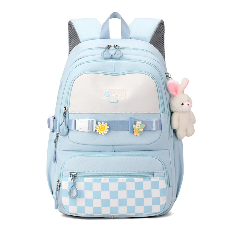 2024 Middle School Bags With Rabbit pendant For Teen Girls Simple Schoolbags Teenage Girls Waterproof College Style Backpacks