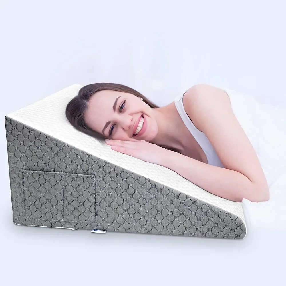 

Memory Foam Top Bed Wedge Pillow Triangle Pillow for Helps With Acid Reflux and Gerds