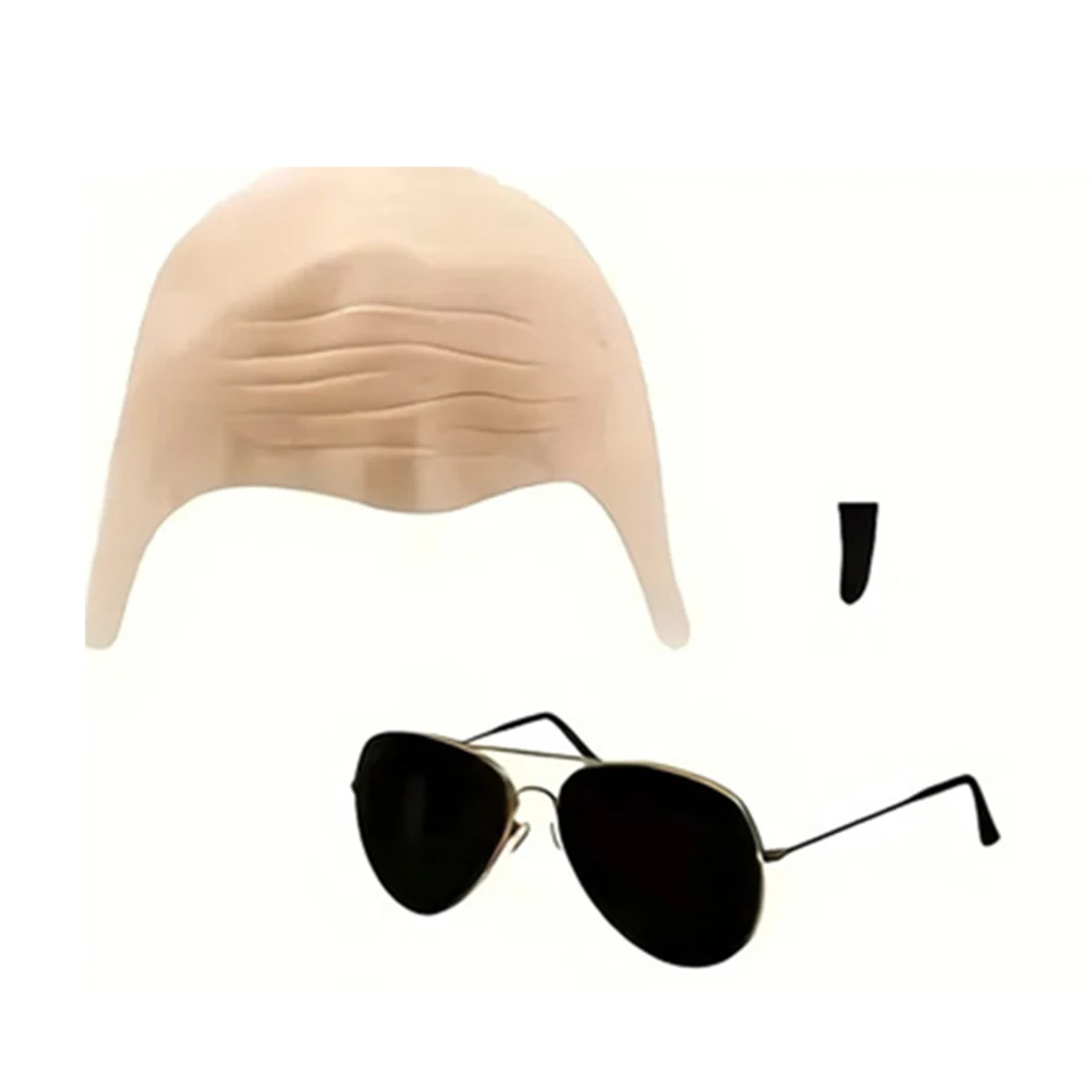 

Nude Latex Bald Cap with Glasses Adults Bald Cap with Beard Bald Headgear Cap for Fancy Dress Cosplay Hat