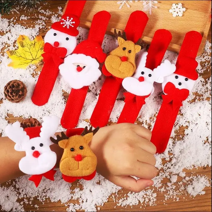 

1pc Christmas Gifts Children Toys Adults Kids Bracelet Christmas Bracelet Xmas Toy Snowman Elk Santa Claus Patting Circle Random