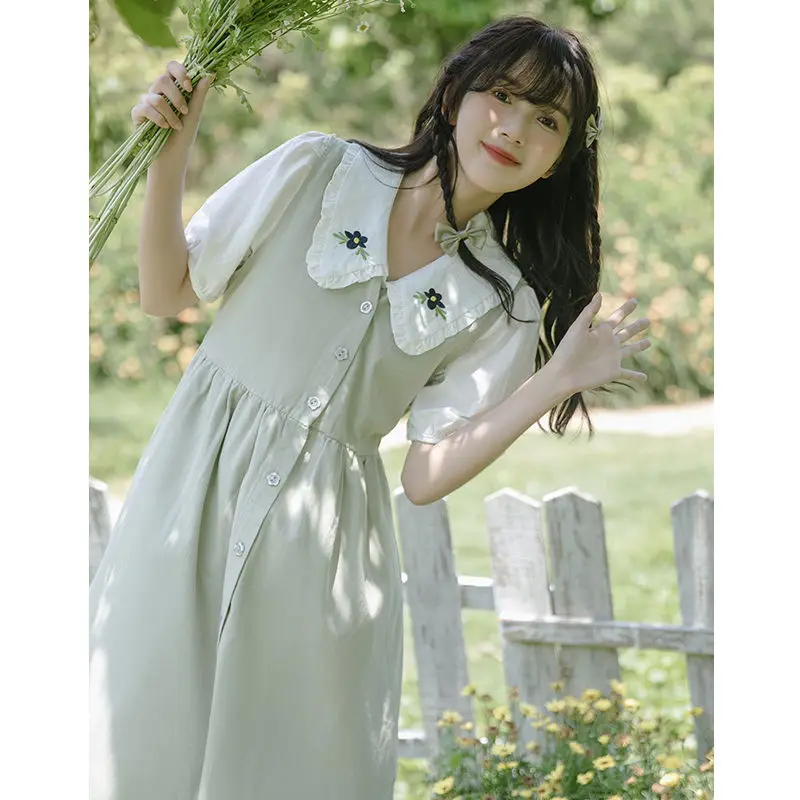 Forest Style Sweet and Cute Strap Set Dress for Women in Summer Fresh and Gentle Style Fake Two-piece Dress Set Small Stature