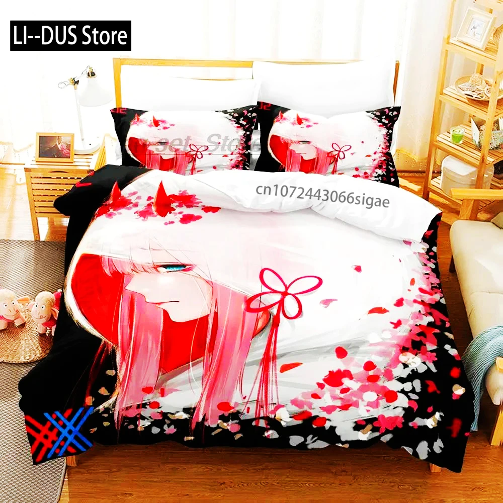 

Darling In The Franxx Bedding Set Boys Bedroom Duvet Cover Set 3D Bed Sheet Single Twin Full Queen King Size Duvet Cover Bed Set