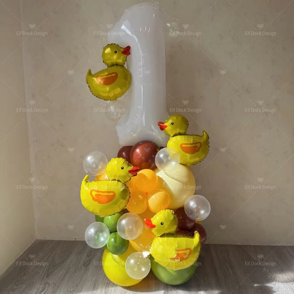1 Set Cartoon Tiere Mini Ente Folie Ballon Girlande Kit 32 zoll Weiß Anzahl Ballon 1-9 für Junge mädchen Geburtstag Party Dekoration