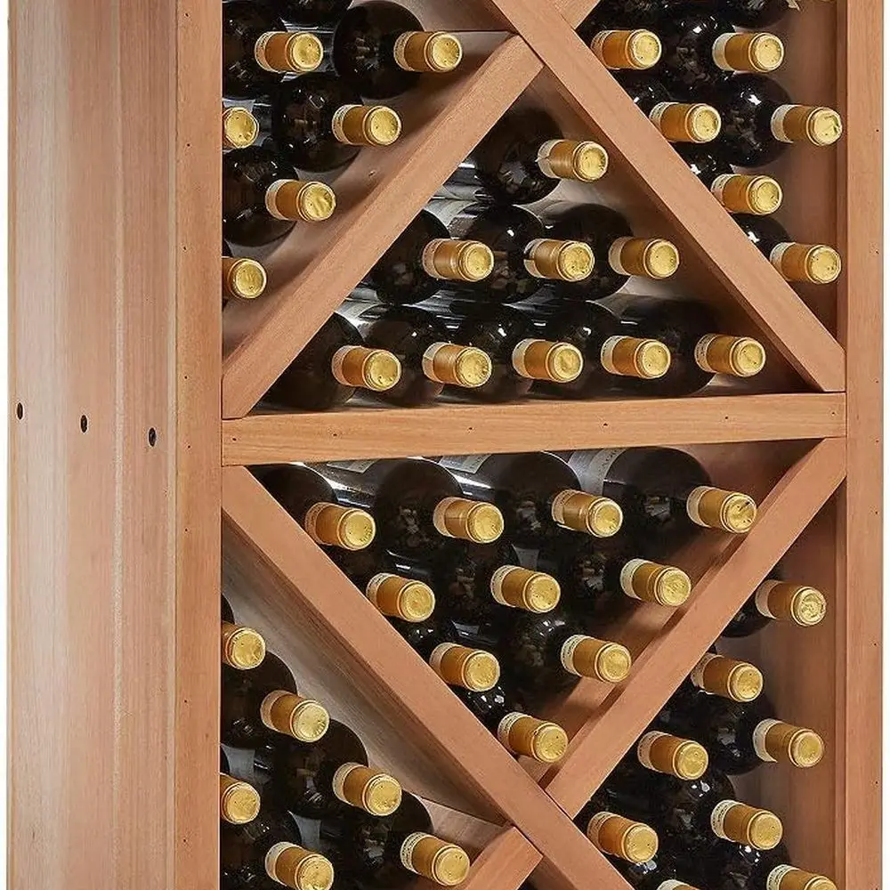 

Полка для вина из красного дерева Diamond Cube — вмещает 78 бутылок, естественная отделка, стильный декор для дома и бара