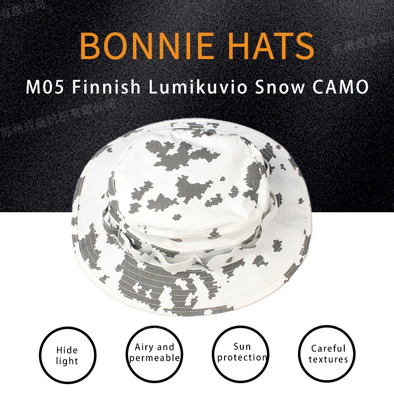 

M05 Finnish Lumikuvio Snow Camouflage Bonnie Hat NYCO 50/50 Rip-stop Nylon Cotton Mil-spec Tactical Fabric Waterproof NIR