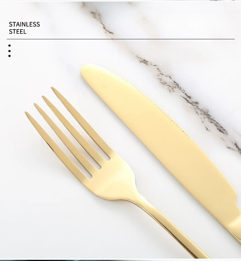 Stainless Steel Tableware Steak Western Food Knife, Fork and Spoon 4 Main Pieces Tableware Set