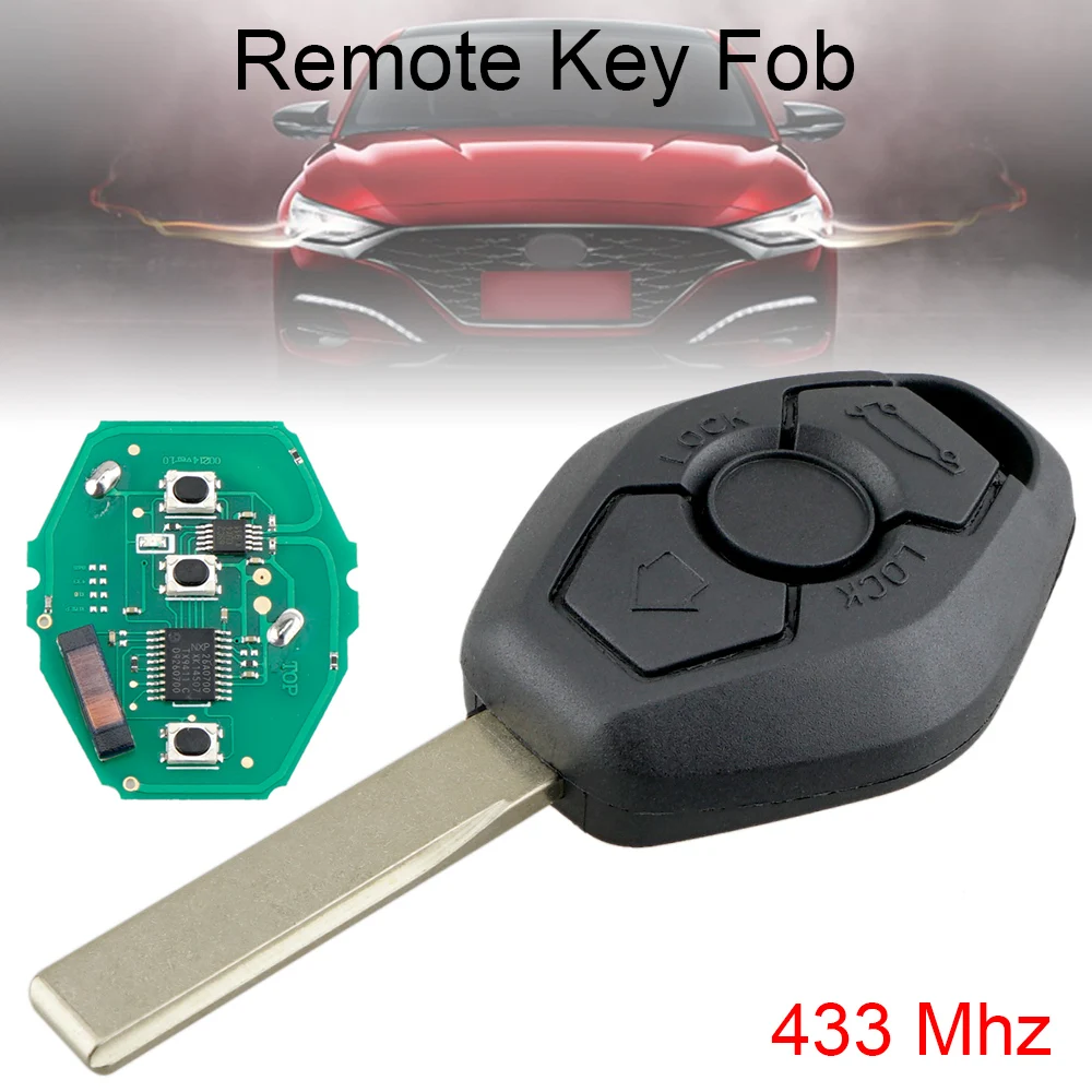 

433MHz 3 Buttons Car Remote Key with ID7944 ID46 Chip Fit for BMW CAS2 5 series E46 E60 E83 E53 E36 E38