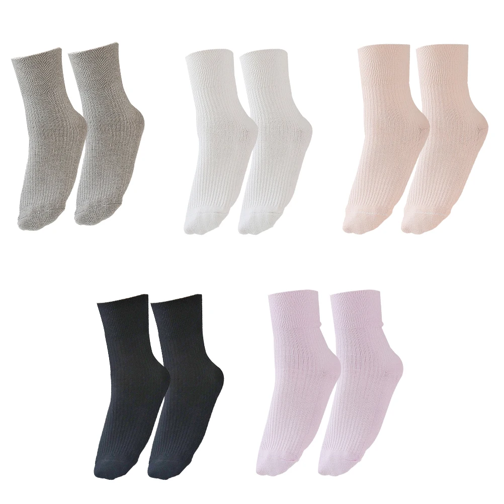 

5 Pairs Mixed Socks for Diabetic Elderly Pregnant Women Non Binding Cotton Crew Socks Thickened Design Comfortable
