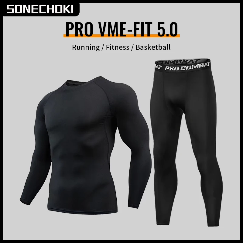 Conjuntos para correr de compresión de invierno, camisa de manga larga para hombre, ropa de baloncesto, Fitness, gimnasio, entrenamiento masculino, Top muscular, chándal de lana