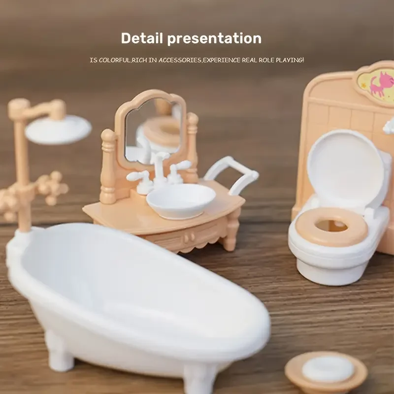 Set di mobili per mini casa delle bambole - scala 1:12 per l'arredamento della camera da letto, del soggiorno e del bagno |   Il regalo ideale per le miniature di case delle bambole