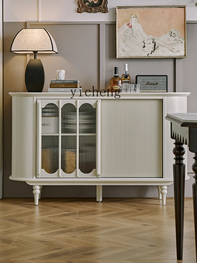 ZF Solid Wood Sideboard Low Side Cabinet Retro Living Room American Storage Restaurant Bookcase