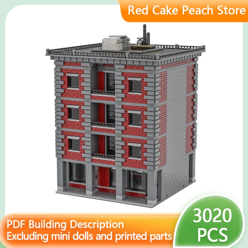 

Модель City Street View MOC, строительные кирпичи, четырехэтажные жилые модульные технологии, детские праздничные подарки, сборка игрушек, костюм