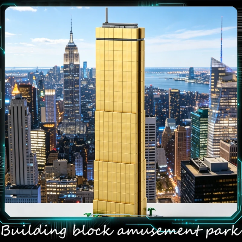 

Набор для сборки золотого небоскреба (1049 деталей), модульная технологичная модель MOC, конструктор DIY, подарок для мальчиков на праздники