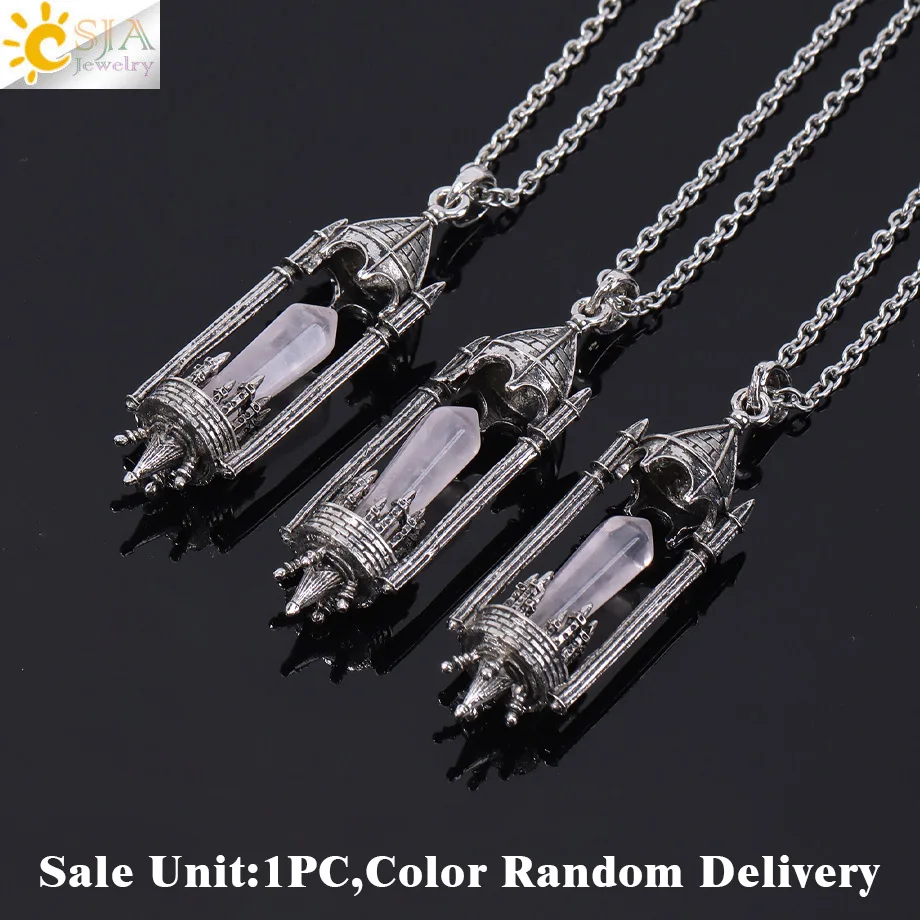 1pc Crystal Rocket Launcher Vial Necklace Natural Stone Pendant