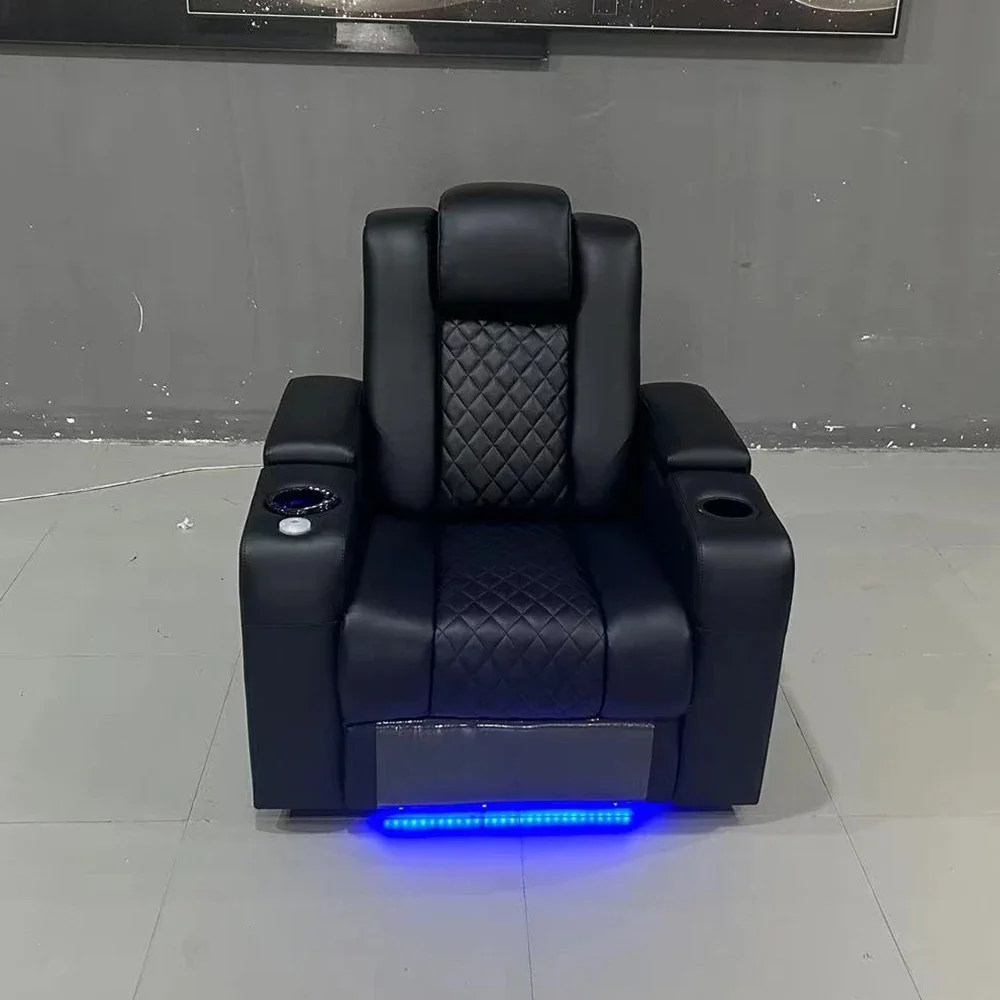 MINGDIBAO Dual Motors Leather Sofa with Electric Recliners, Massage, Refrigeration Cup Holders, USB and Storages for Living Room