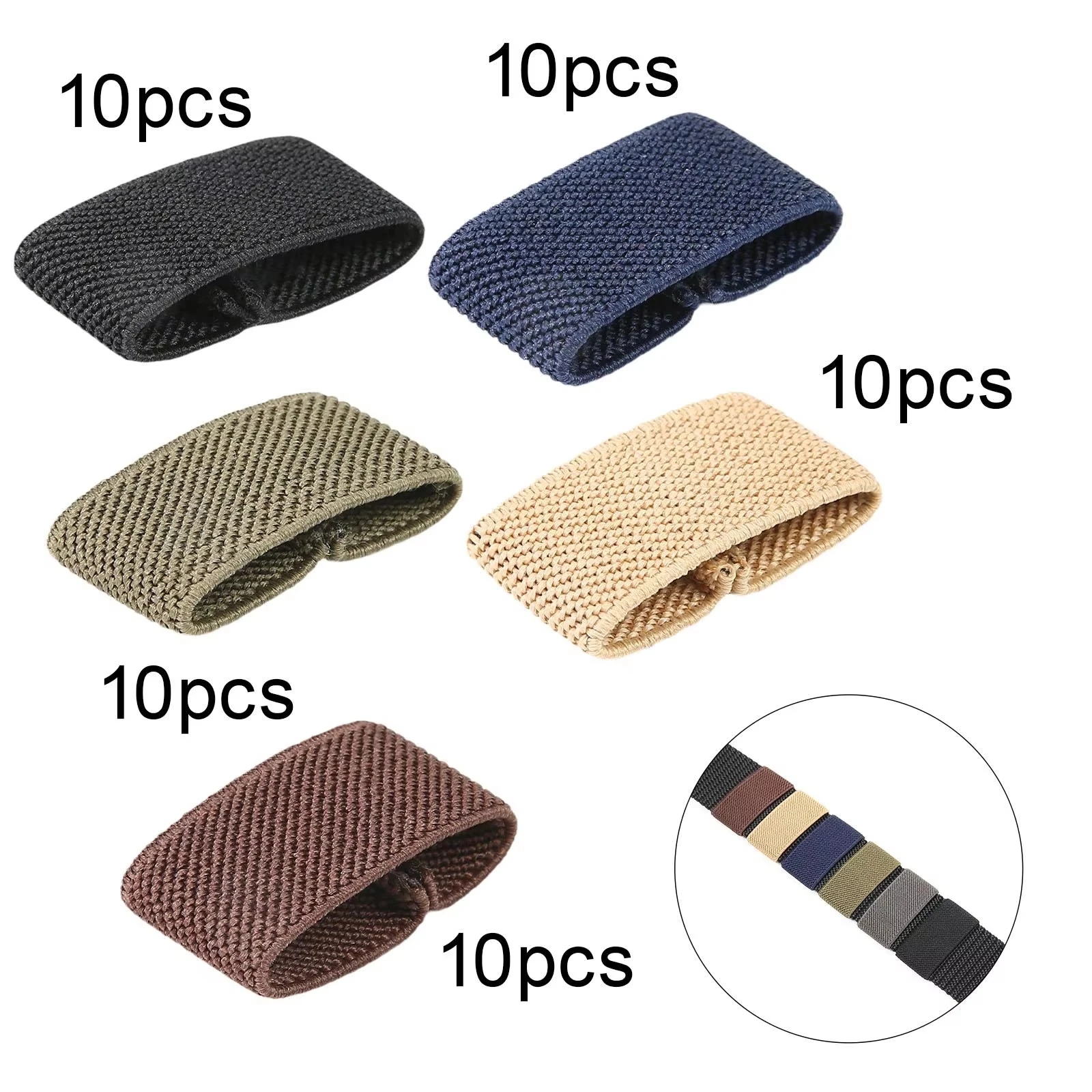 10x Elastic Belt Keepers Webbing Holder Strap Organizer Nylon for 1.5