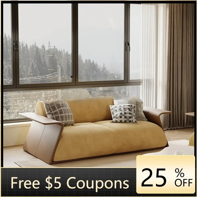 Mid-Ancient Sofa Living Room Fabric Craft B & B Cream Style Straight Row Silent Style Three People