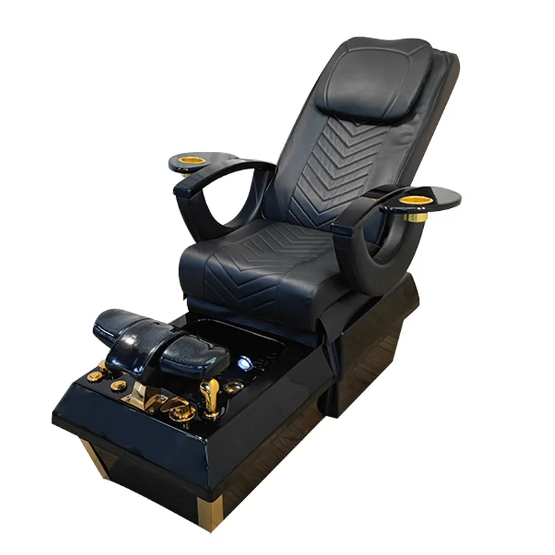 

Luxury Beauty Hair Salon Furniture Black PU Leather Manicure Footbath Chair with Drainage Pump Four Electric Massage